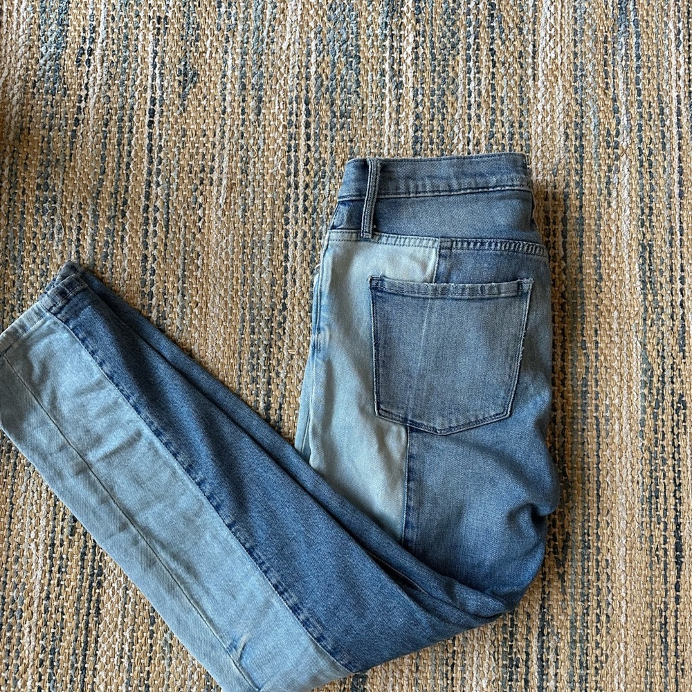 color block jeans mid / low rise